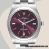 replica automatic Rolex Oyster Perpetual m114300-0002 Rolex Calibre 2836/2813 Unisex Red Grape Dial Silver-tone