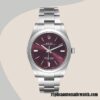 replica automatic Rolex Oyster Perpetual m114300-0002 Rolex Calibre 2836/2813 Unisex Red Grape Dial Silver-tone - Image 2