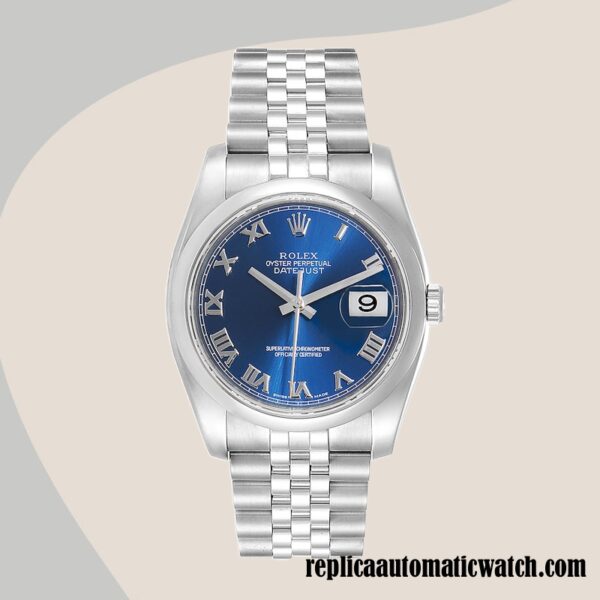 replica automatic Rolex Datejust Rolex Calibre 2836/2813 Men's 116200BLRJ Silver-tone - Image 2