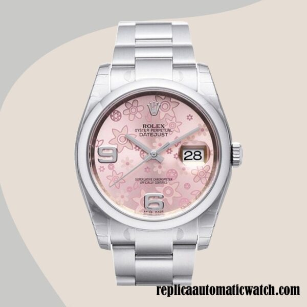 replica automatic Rolex Datejust Men's 116200PFAO Rolex Calibre 2836/2813 Pink Floral Dial Automatic - Image 2