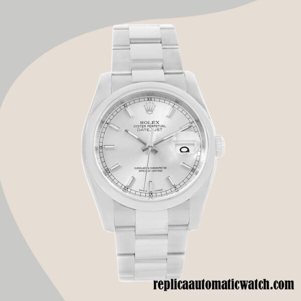 replica automatic Rolex Datejust Men's Rolex Calibre 2836/2813 116200SSO Silver Floral Dial 12mm - Image 2