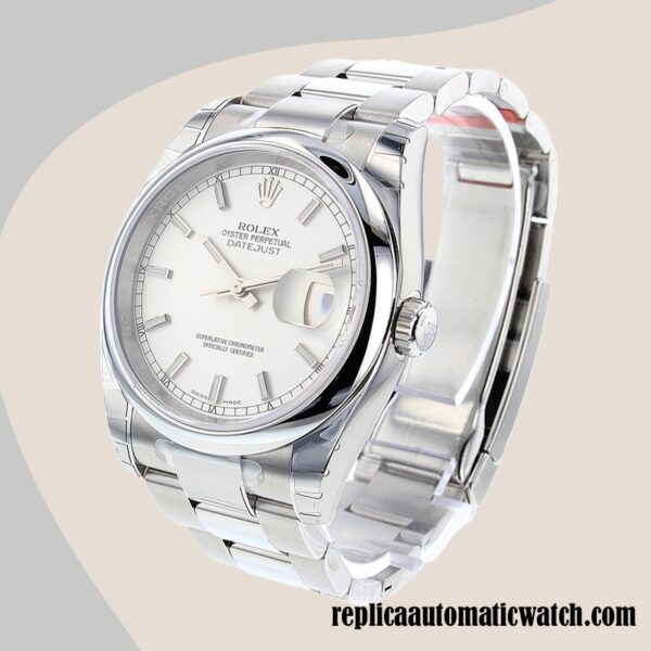 replica automatic Rolex Datejust Men's Rolex Calibre 2836/2813 116200SSO Silver Floral Dial 12mm - Image 3
