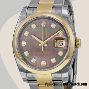 replica automatic Rolex Datejust 116203BKMDO Rolex Calibre 2836/2813 Men's Black Mother of Pearl Dial