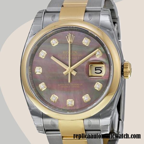 replica automatic Rolex Datejust 116203BKMDO Rolex Calibre 2836/2813 Men's Black Mother of Pearl Dial