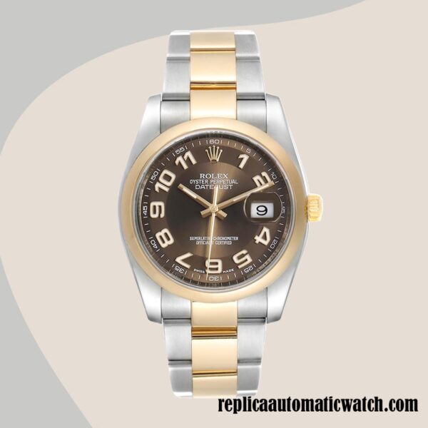 replica automatic Rolex Datejust Rolex Calibre 2836/2813 Men's 116203BRAO Hands and Markers Brown Dial - Image 2