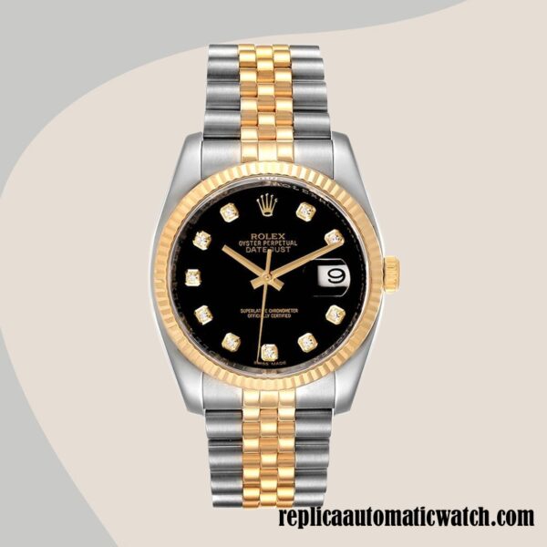 replica automatic Rolex Datejust 116233BKDJ Rolex Calibre 2836/2813 Men's  Black Dial - Image 2