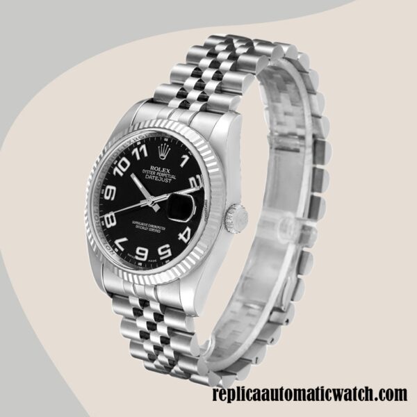 replica automatic Rolex Datejust Rolex Calibre 2836/2813 116234BKCAJ Men's Hands and Markers Black Dial - Image 3