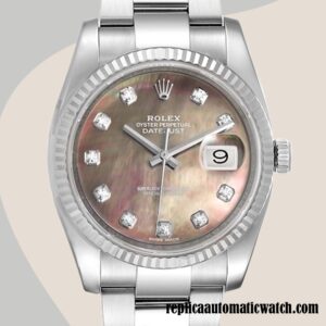 replica automatic Rolex Datejust Men's Rolex Calibre 2836/2813 116234BKMDO Silver-tone Mother of Pearl Dial