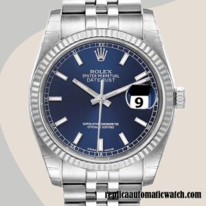 replica automatic Rolex Datejust Men's Rolex Calibre 2836/2813 116234BLSJ Blue Dial Silver-tone