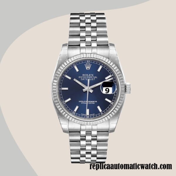 replica automatic Rolex Datejust Men's Rolex Calibre 2836/2813 116234BLSJ Blue Dial Silver-tone - Image 2