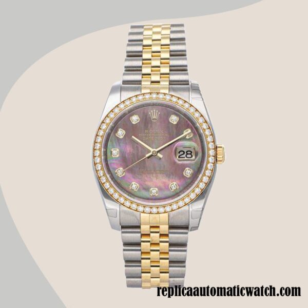 replica automatic Rolex Datejust Men's 116243BKMDJ Rolex Calibre 2836/2813 Two-tone - Image 2