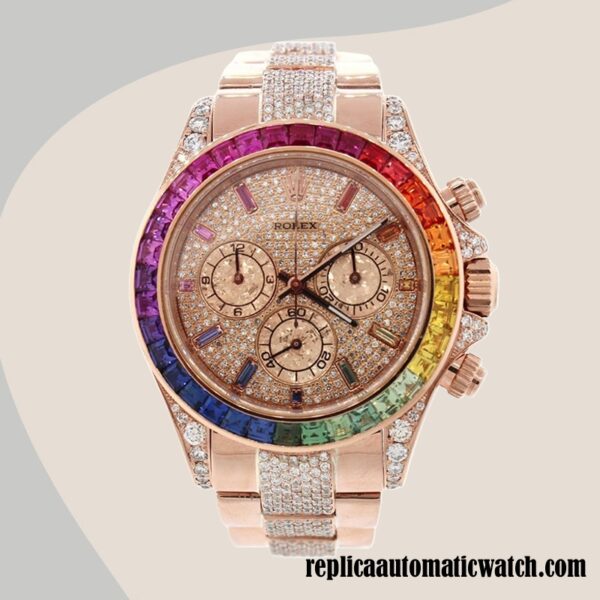 replica automatic Rolex Daytona 116595RBOW-0002 Men's Asian Movement Rose Gold-tone - Image 2