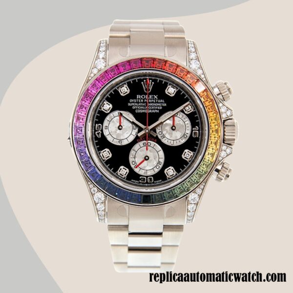replica automatic Rolex Daytona 116599RBOW Men's Rolex Calibre 7750/Mingzhu Engine 15mm Black Dial - Image 2