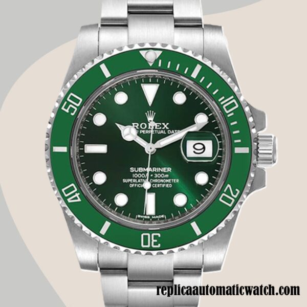 replica automatic Rolex Submariner 116610LV Rolex Calibre 2836/2813 Men's Hands and Markers Silver-tone