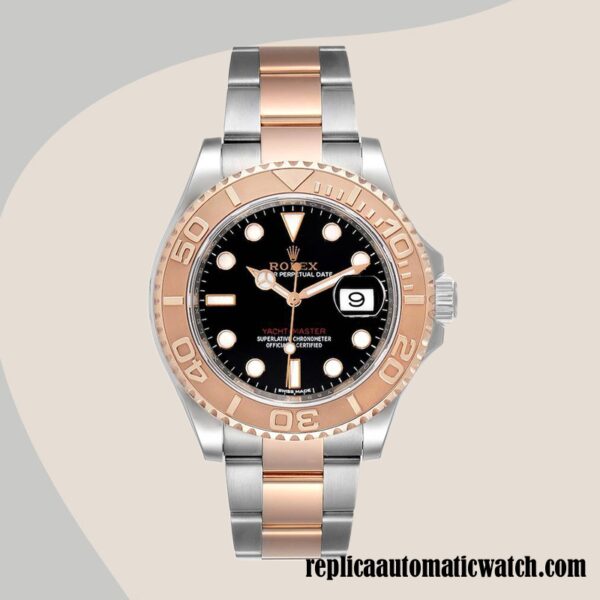 replica automatic Rolex Yacht-master Rolex Calibre 2836/2813 116621-0002 Men's Hands and Markers Black Dial - Image 2