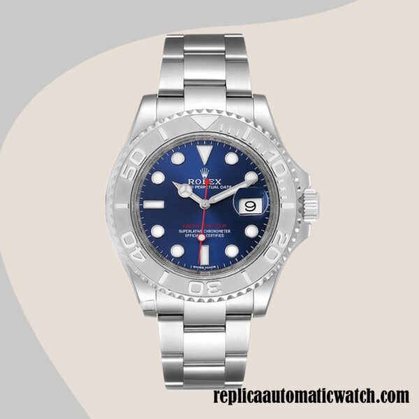 replica automatic Rolex Yacht-master 116622BLSO Rolex Calibre 2836/2813 Men's Silver-tone Blue Dial - Image 2
