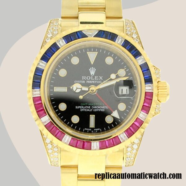 replica automatic Rolex Gmt Master Men's Rolex Calibre 2836/2813 116758 SAru-78208 Black Dial 16mm