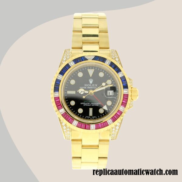replica automatic Rolex Gmt Master Men's Rolex Calibre 2836/2813 116758 SAru-78208 Black Dial 16mm - Image 2