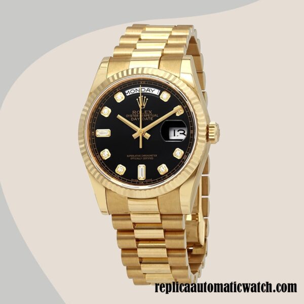 replica automatic Rolex Day-Date 118238BKDP Rolex Calibre 2836/2813 Men's Gold-tone Automatic - Image 2