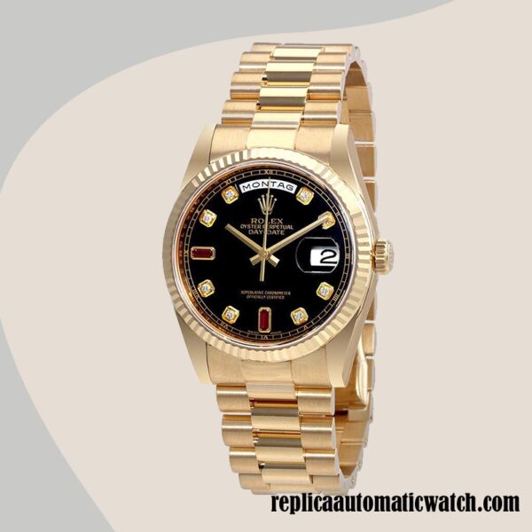 replica automatic Rolex Day-Date 118238BKDRP Rolex Calibre 2836/2813 Ladies Gold-tone - Image 2