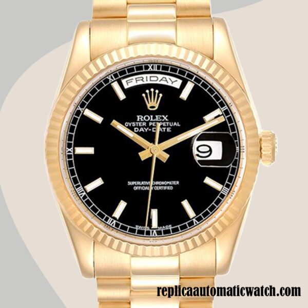 replica automatic Rolex Day-Date Men's 118238BKSP Rolex Calibre 2836/2813 Gold-tone 12mm