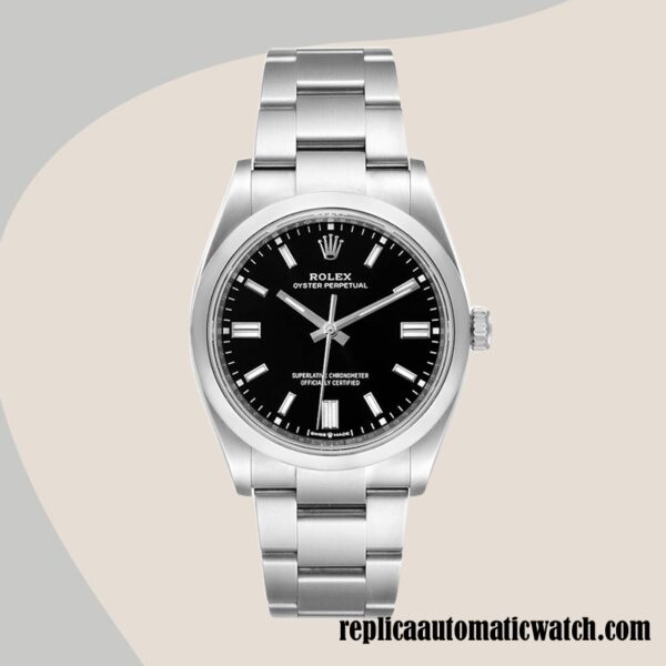 replica automatic Rolex Oyster Perpetual Rolex Calibre 2836/2813 Unisex m124300-0002 Automatic Hands and Markers - Image 2
