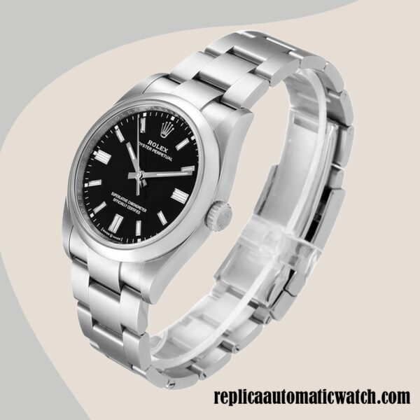 replica automatic Rolex Oyster Perpetual Rolex Calibre 2836/2813 Unisex m124300-0002 Automatic Hands and Markers - Image 3