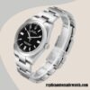 replica automatic Rolex Oyster Perpetual m126000-0002 Unisex Rolex Calibre 2836/2813 Silver-tone Black Dial - Image 3