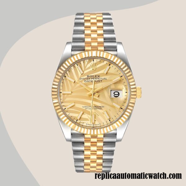 replica automatic Rolex Datejust Men's M126233-0037 Rolex Calibre 2836/2813 Gold Dial - Image 2