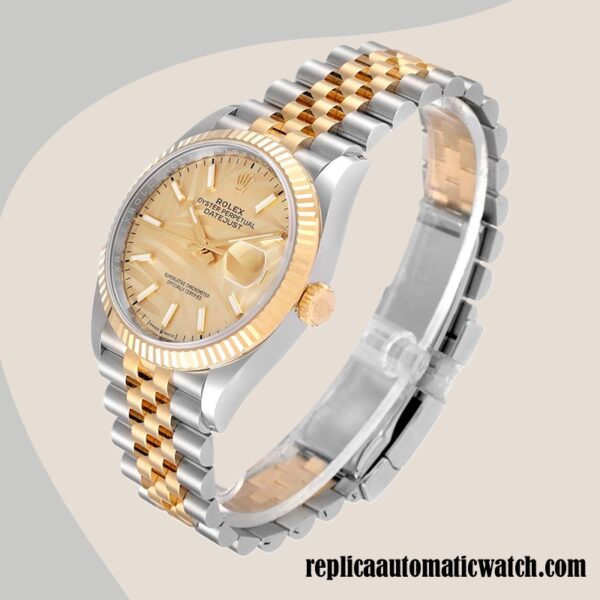 replica automatic Rolex Datejust Men's M126233-0037 Rolex Calibre 2836/2813 Gold Dial - Image 3