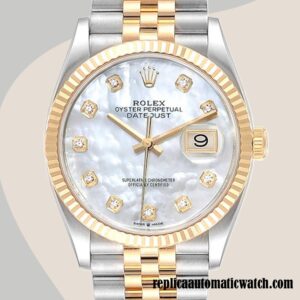 replica automatic Rolex Datejust m126233-0023 Men's Rolex Calibre 2836/2813 Two-tone Mother of Pearl Dial