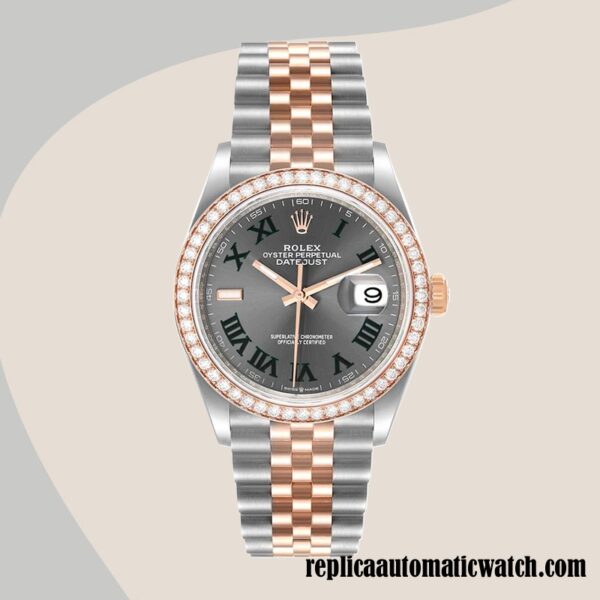 replica automatic Rolex Datejust Men's m126281rbr-0017 Rolex Calibre 2836/2813 Grey Dial - Image 2