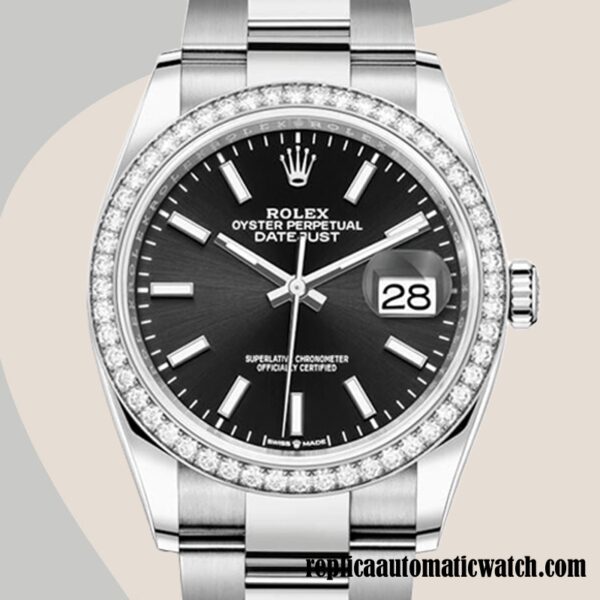 replica automatic Rolex Datejust Rolex Calibre 2836/2813 m126284rbr-0008 Ladies Silver-tone Black Dial