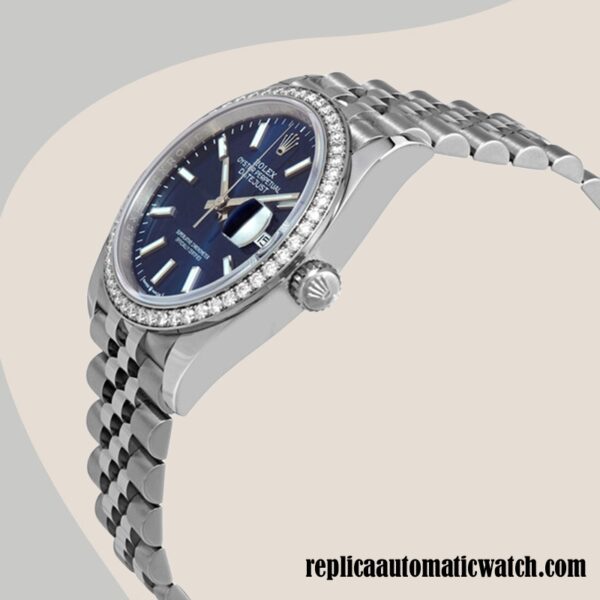 replica automatic Rolex Datejust Rolex Calibre 2836/2813 m126284rbr-0009 Ladies Silver-tone Blue Dial - Image 3