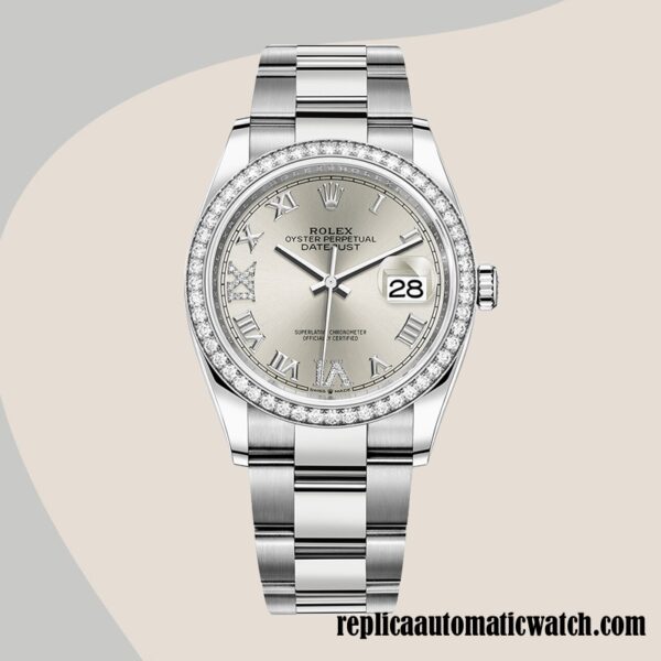 replica automatic Rolex Datejust Ladies Rolex Calibre 2836/2813 m126284rbr-0022 12mm Silver Dial - Image 2
