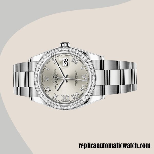 replica automatic Rolex Datejust Ladies Rolex Calibre 2836/2813 m126284rbr-0022 12mm Silver Dial - Image 3
