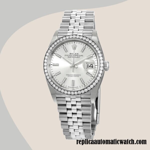 replica automatic Rolex Datejust m126284rbr-0005 Rolex Calibre 2836/2813 Ladies Automatic Silver-tone - Image 2