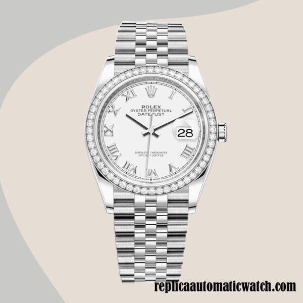 replica automatic Rolex Datejust Ladies Rolex Calibre 2836/2813 m126284rbr-0017 White Dial - Image 2