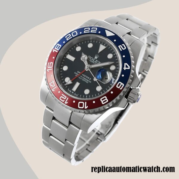 replica automatic Rolex Gmt Master Ii m126710blro-0002 Men's Rolex Calibre 2836/2813 Silver-tone Hands and Markers - Image 3