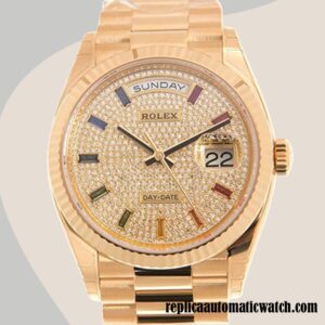 replica automatic Rolex Day-date Rolex Calibre 2836/2813 m128238-0051 Unisex Diamond Paved Dial 12mm