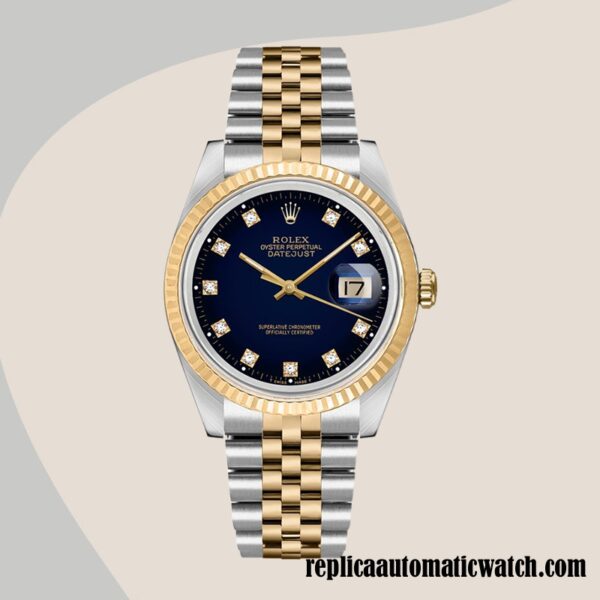 replica automatic Rolex Datejust 16233BLDJ Men's Rolex Calibre 2836/2813 12mm Blue Vignette Dial - Image 2