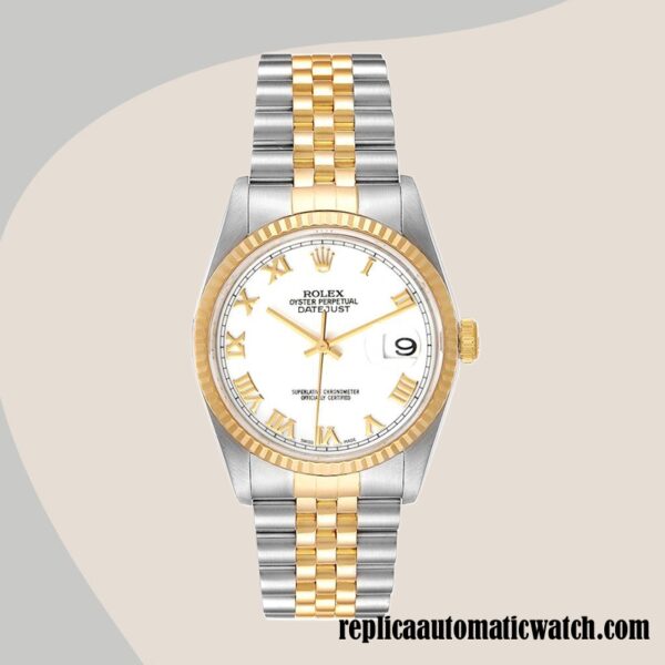 replica automatic Rolex Datejust Men's Rolex Calibre 2836/2813 16233WRJ Black Dial 12mm - Image 2