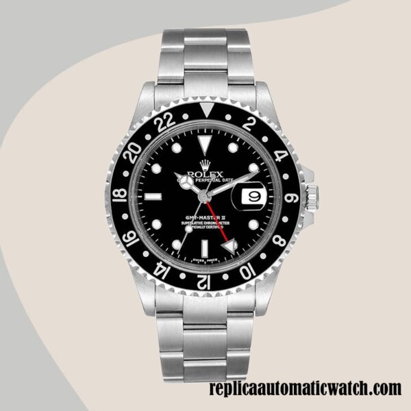 replica automatic Rolex Gmt Master Ii Men's 16710BKSO Rolex Calibre 2836/2813 Black Dial - Image 2