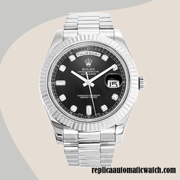 replica automatic Rolex Day-Date 218239 Men's Rolex Calibre 2836/2813 Silver-tone - Image 2
