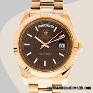 replica automatic Rolex Day-date 228235-0006 Rolex Calibre 2836/2813 Men's Hands and Markers Brown Dial