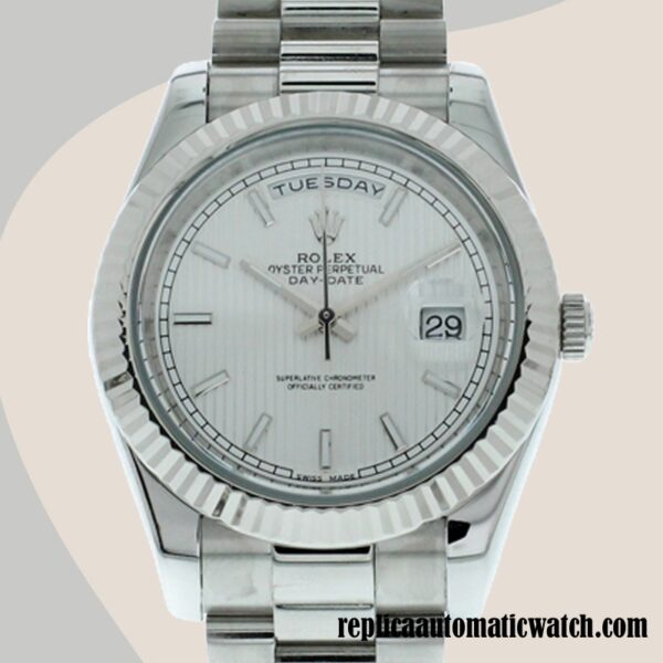 replica automatic Rolex Day-Date 228239 Men's Rolex Calibre 2836/2813 Silver-tone Automatic