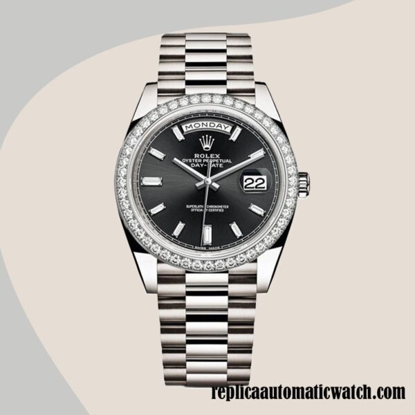 replica automatic Rolex Day-Date Men's Rolex Calibre 2836/2813 228349BKDP Black Dial - Image 2