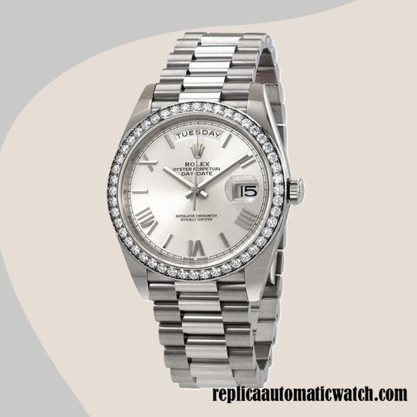 replica automatic Rolex Day-Date Men's Rolex Calibre 2836/2813 228349SRP Automatic Silver Dial - Image 2