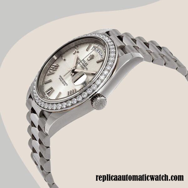 replica automatic Rolex Day-Date Men's Rolex Calibre 2836/2813 228349SRP Automatic Silver Dial - Image 3