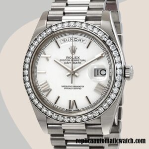 replica automatic Rolex Day-Date Men's 228349WRP Rolex Calibre 2836/2813 White Dial 12mm